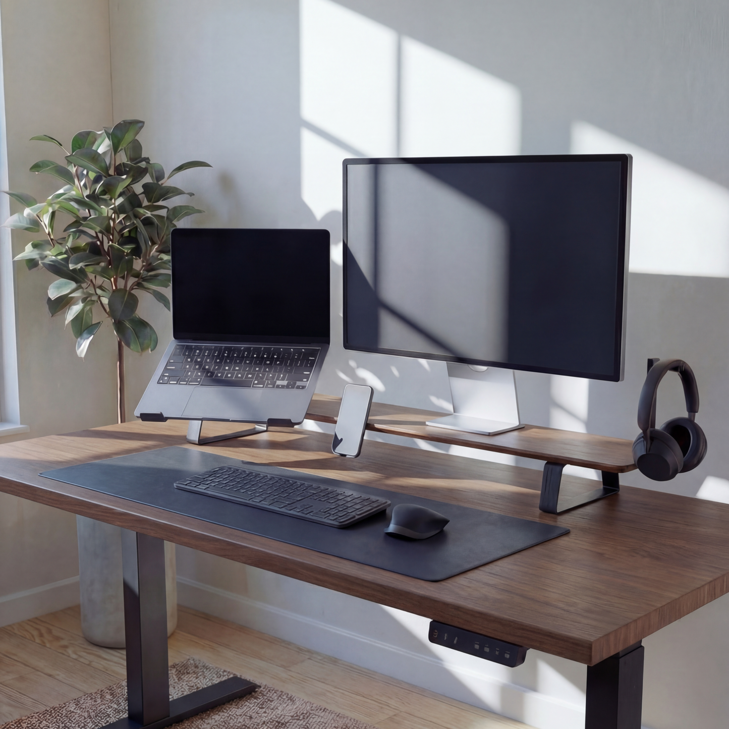 Modulaire monitor stand walnoot